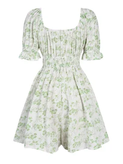 Hot Retro Stage 1950s Ditsy Floral Square Collar Romper