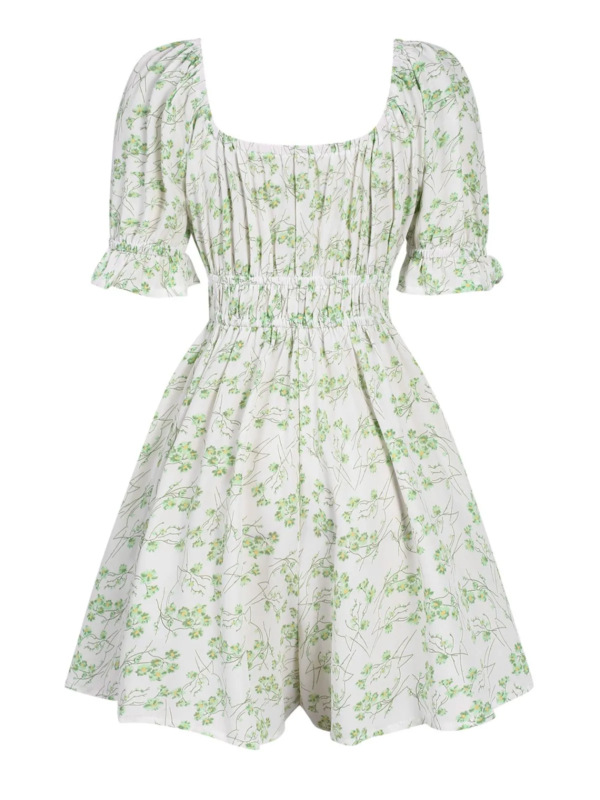 Hot Retro Stage 1950s Ditsy Floral Square Collar Romper