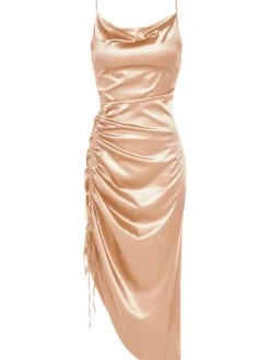 Outlet Retro Stage 1960s Drawstring Spaghetti Strap Pencil Dress