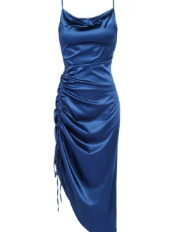 Outlet Retro Stage 1960s Drawstring Spaghetti Strap Pencil Dress