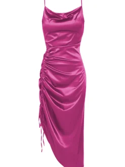 Outlet Retro Stage 1960s Drawstring Spaghetti Strap Pencil Dress
