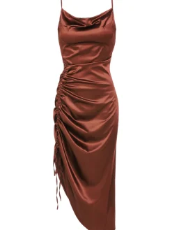 Outlet Retro Stage 1960s Drawstring Spaghetti Strap Pencil Dress