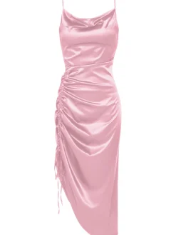 Outlet Retro Stage 1960s Drawstring Spaghetti Strap Pencil Dress