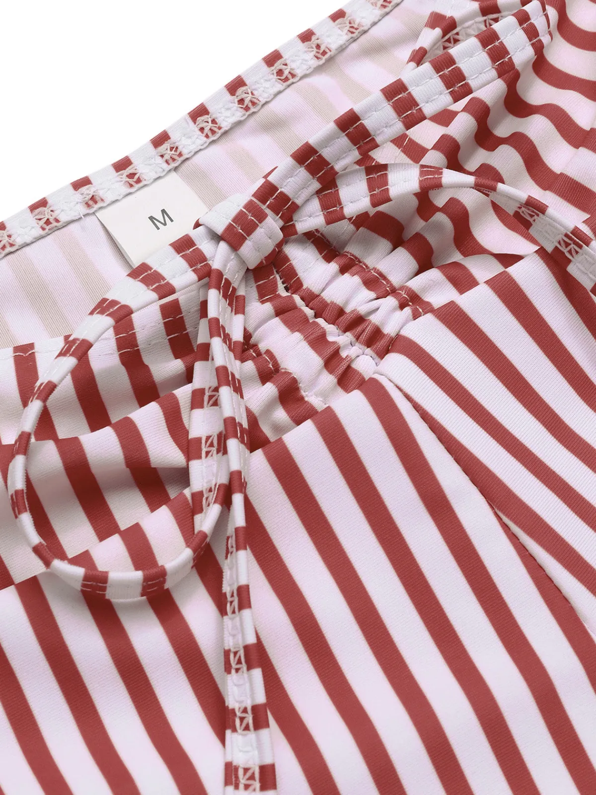 Discount Retro Stage 1930s Drawstring Straps Vertical Stripe Boxer Bikini