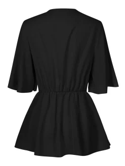Clearance Retro Stage 1930s Elegant Short-Sleeved Tie Waist Blouse