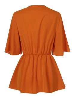 Clearance Retro Stage 1930s Elegant Short-Sleeved Tie Waist Blouse
