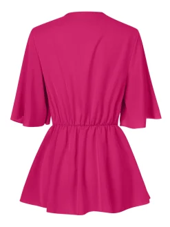 Clearance Retro Stage 1930s Elegant Short-Sleeved Tie Waist Blouse