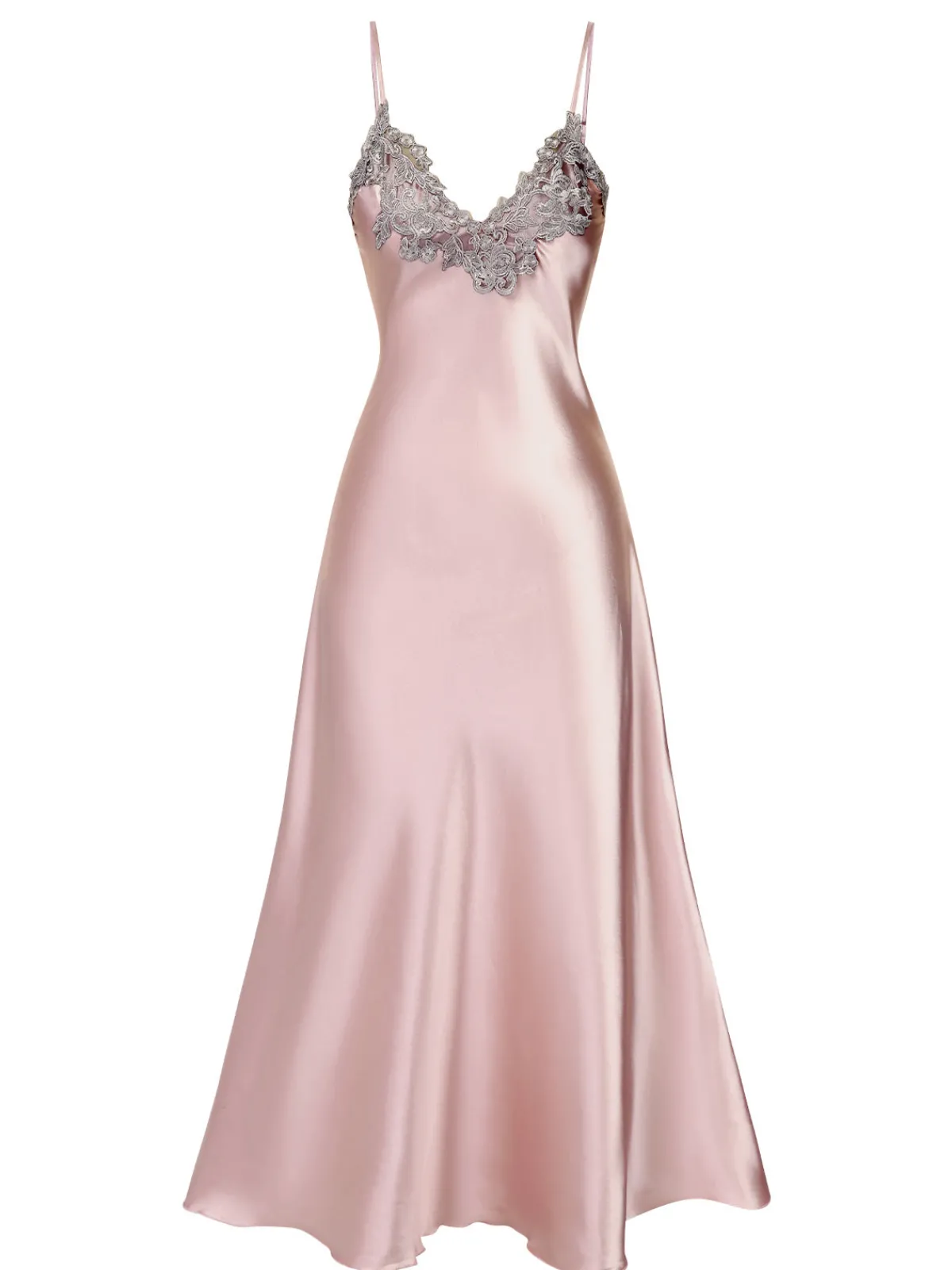Best Retro Stage 1930s Embroidered Faux Satin Strap Nightgown