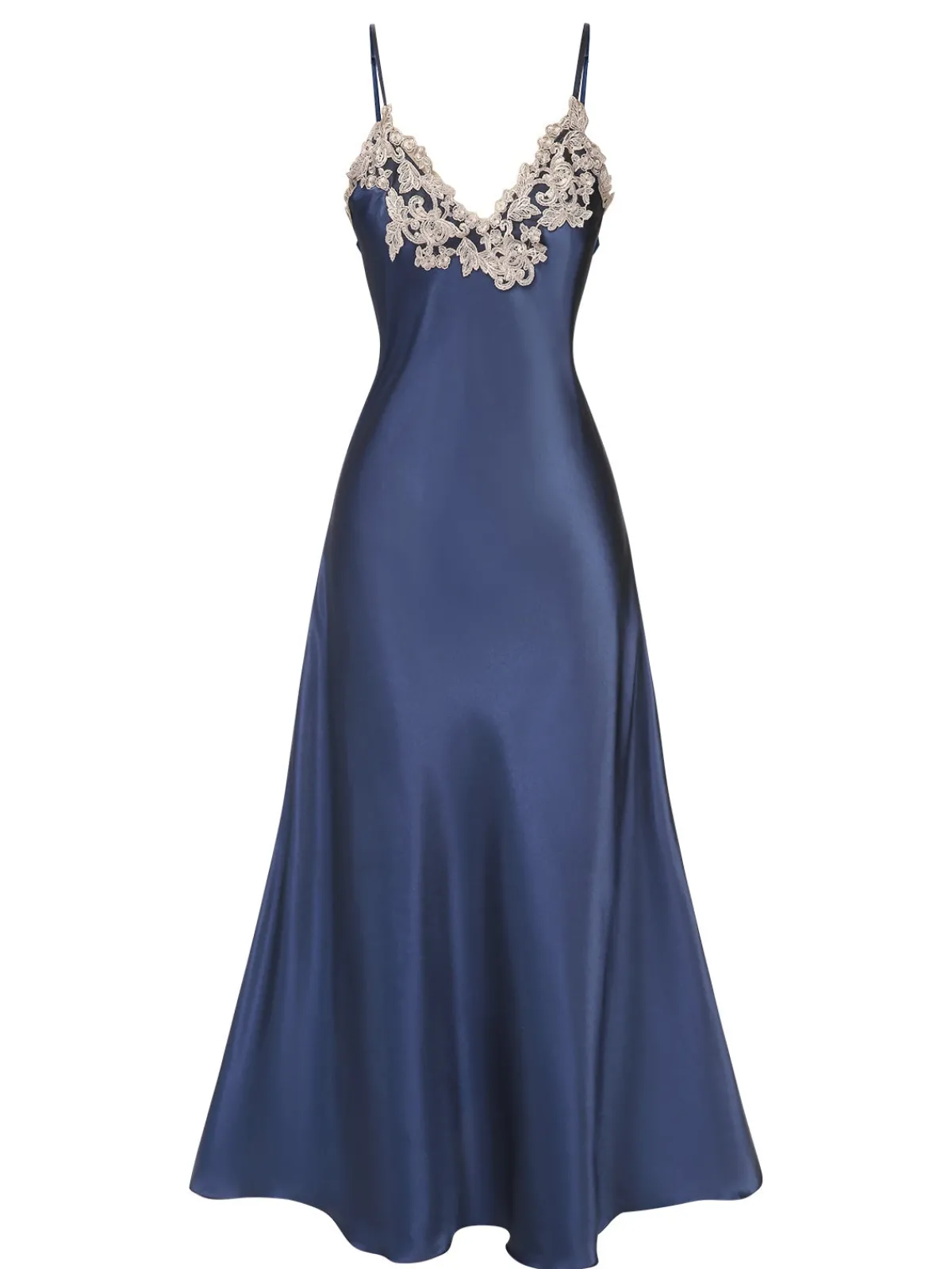 Best Retro Stage 1930s Embroidered Faux Satin Strap Nightgown