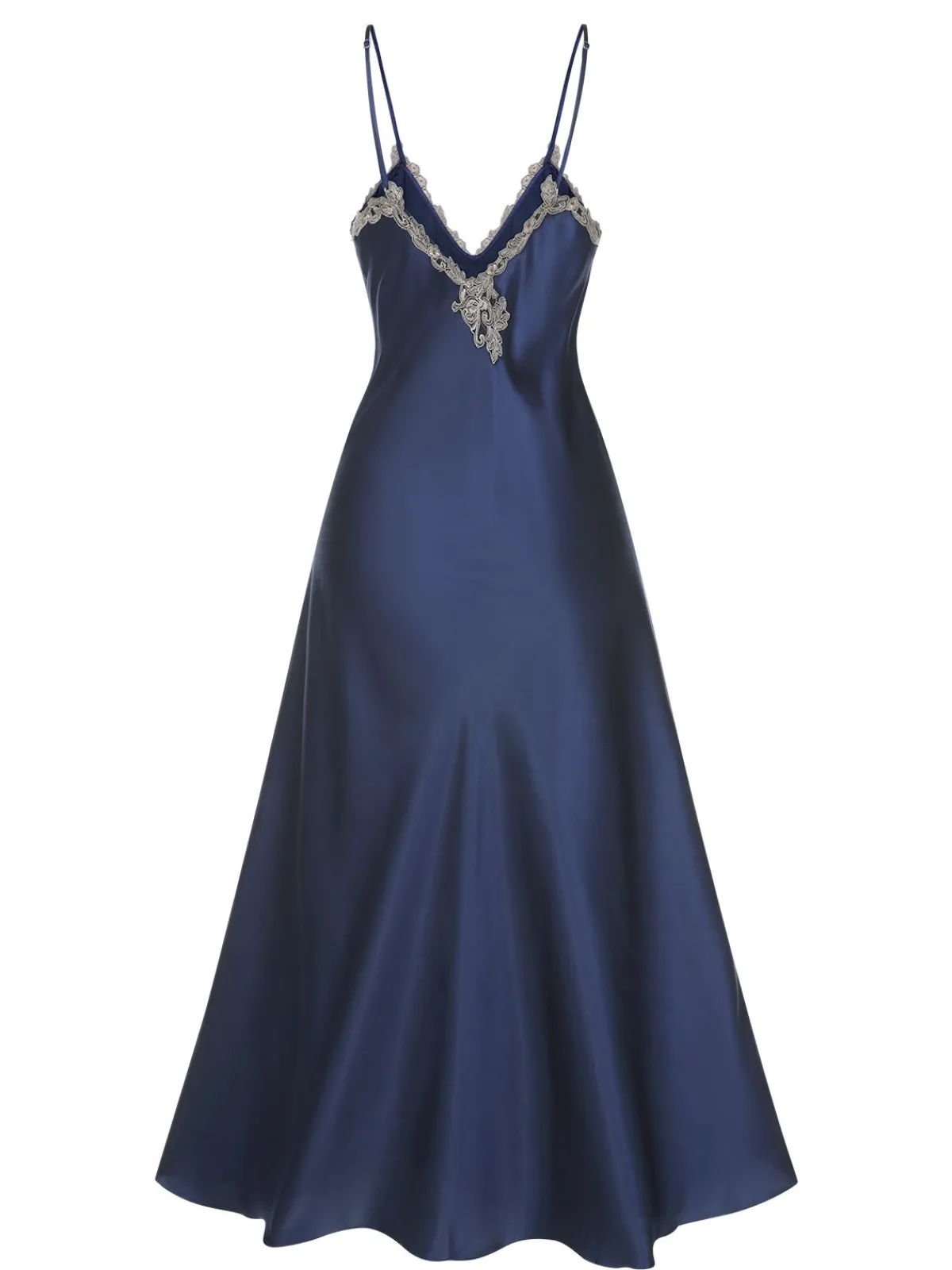 Best Retro Stage 1930s Embroidered Faux Satin Strap Nightgown