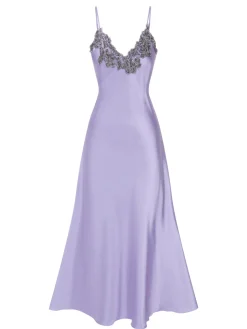 Best Retro Stage 1930s Embroidered Faux Satin Strap Nightgown