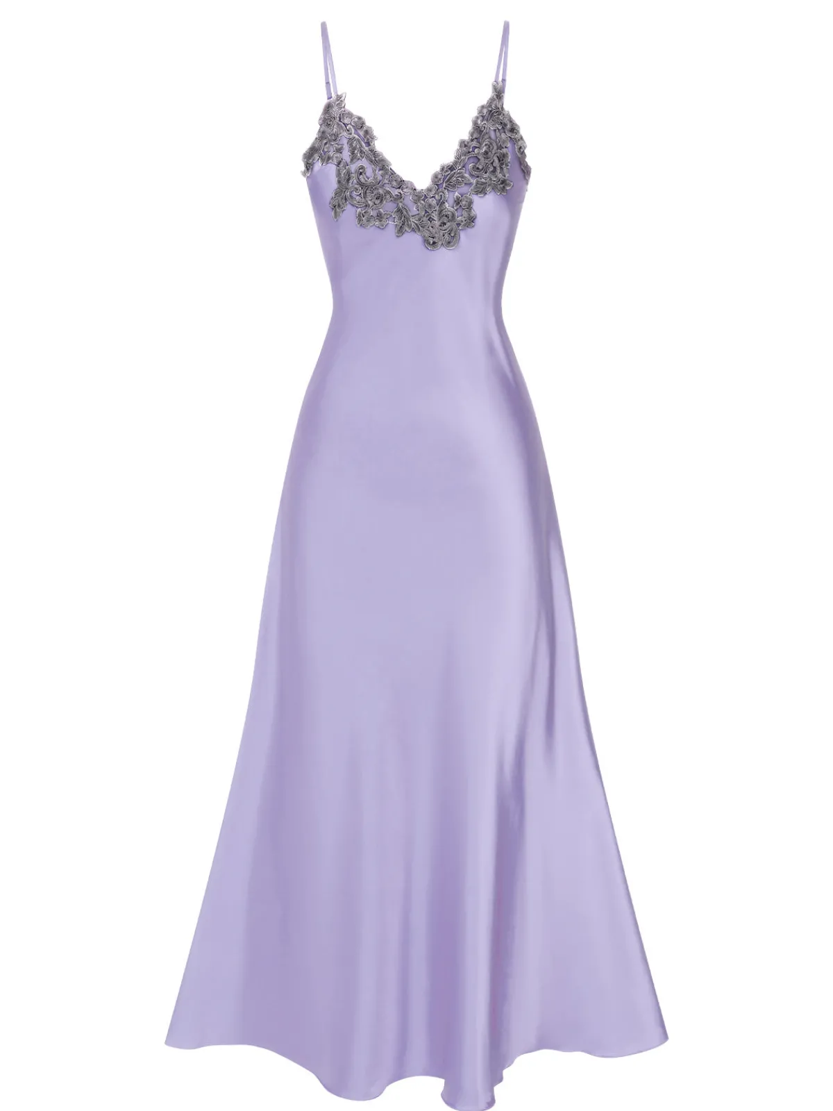 Best Retro Stage 1930s Embroidered Faux Satin Strap Nightgown