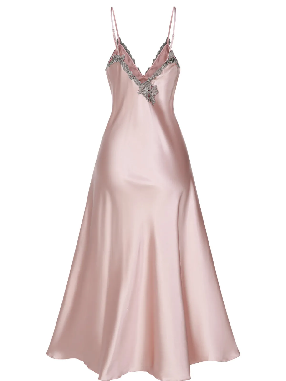 Best Retro Stage 1930s Embroidered Faux Satin Strap Nightgown
