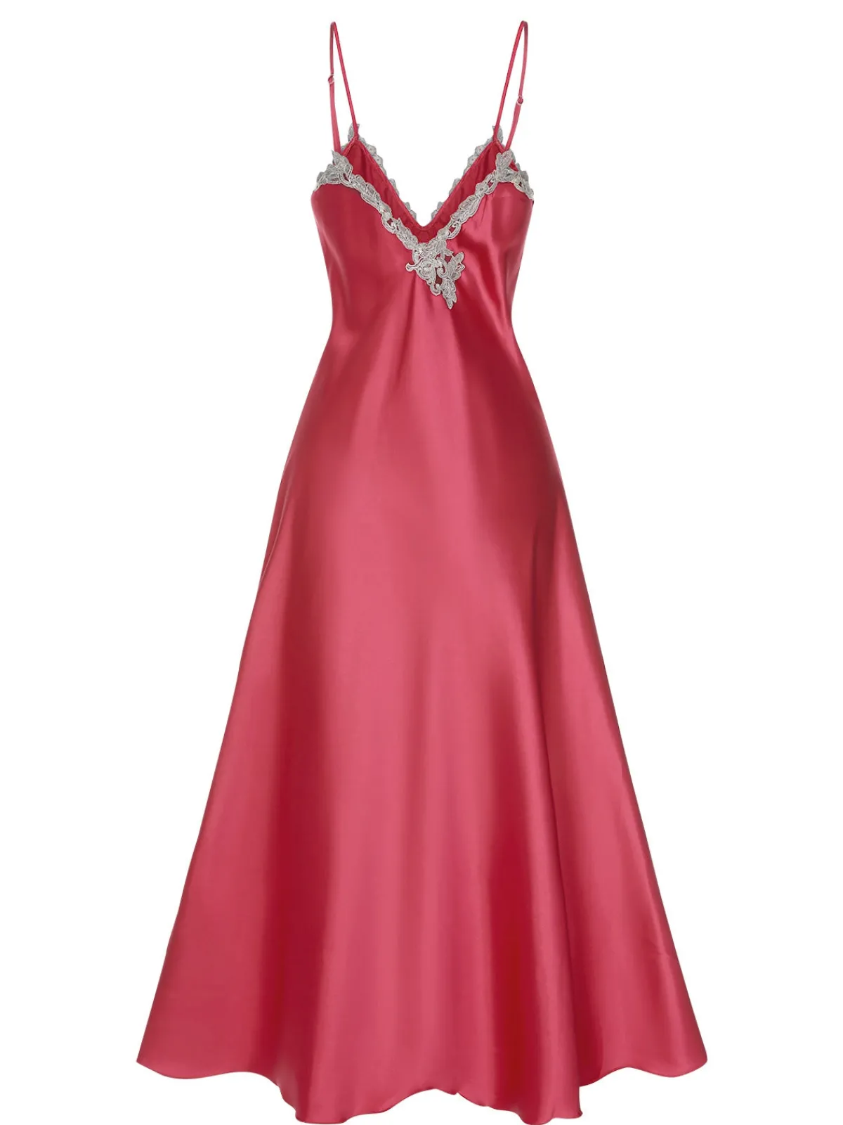 Sale Retro Stage 1930s Embroidered Faux Satin Strap Nightgown
