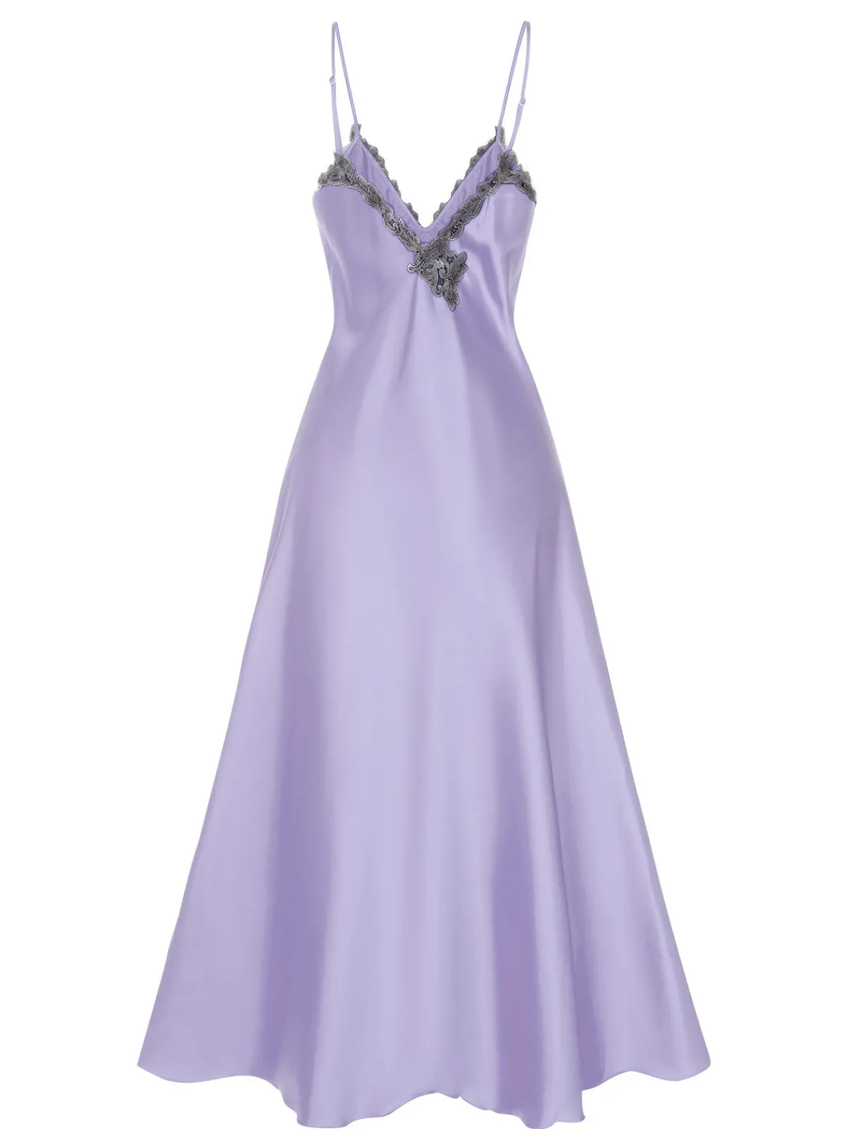 Sale Retro Stage 1930s Embroidered Faux Satin Strap Nightgown
