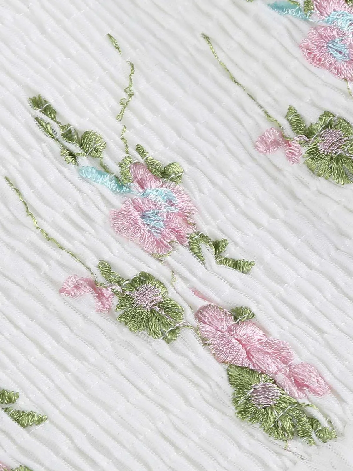 Online Retro Stage 1950s Embroidered Flowers Mesh Puff Sleeve Dress
