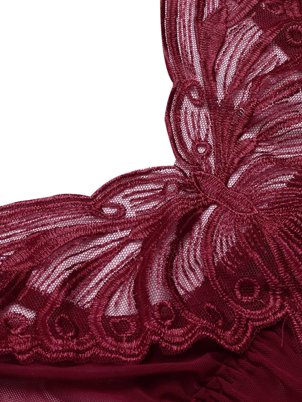 Best Retro Stage 1940s Embroidered Lace Butterfly Sheer Nightgown