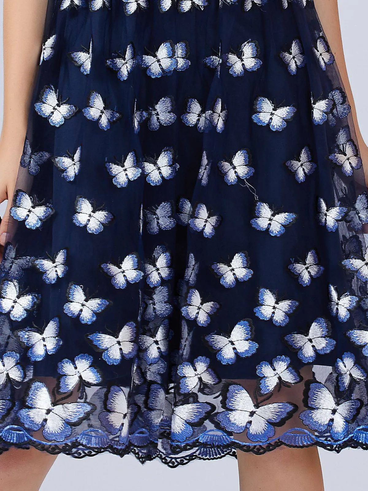 Sale Retro Stage 1950s Embroidery Butterfly Bridesmaid Dress Navy Blue