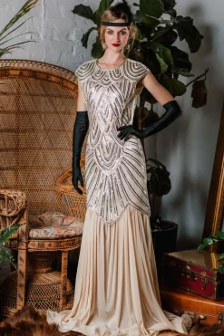 Clearance Retro Stage 1920s Embroidery Sequin Maxi Dress