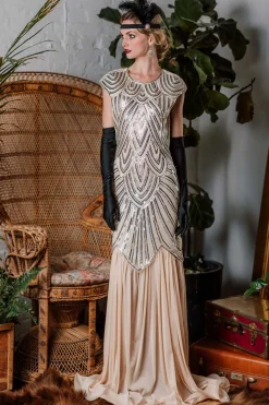 Clearance Retro Stage 1920s Embroidery Sequin Maxi Dress