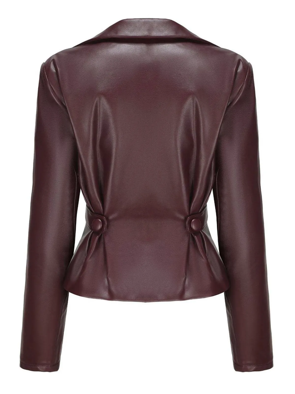Hot Retro Stage 1950s Faux Leather Double-Breasted Coat Dark Brown