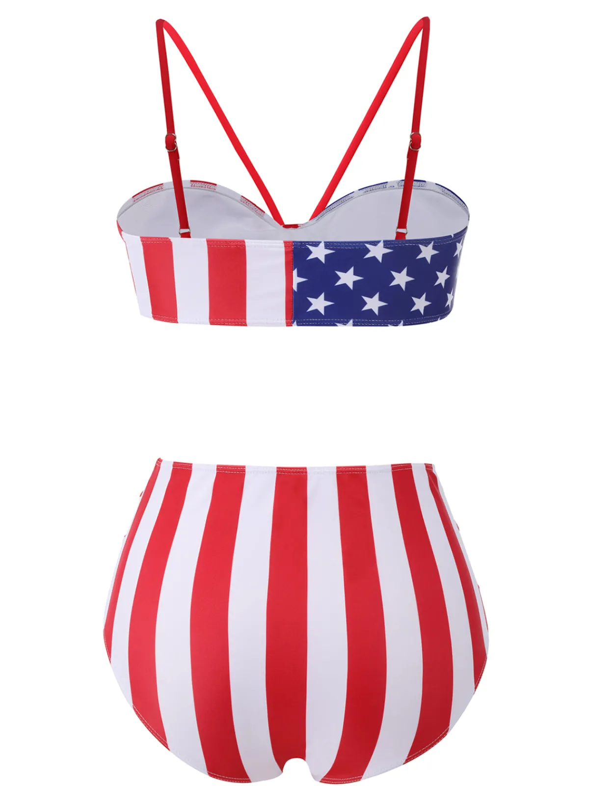 Outlet Retro Stage 1940s Flag Independence Day Patchwork Swimsuit Red
