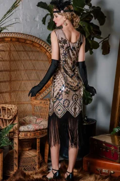Sale Retro Stage 1920s Floral Beaded Flapper Dress Pink
