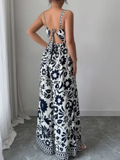 Hot Retro Stage 1970s Floral Boho Style Suspender Jumpsuit