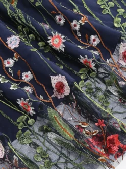 Best Retro Stage 1950s Floral Embroidered Mesh Skirt