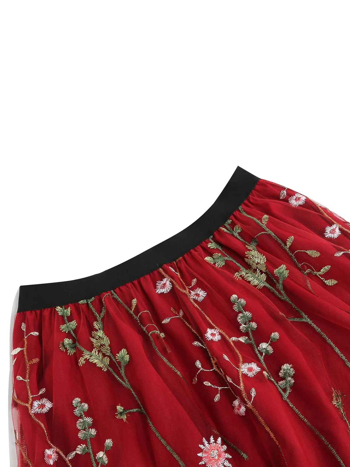 Best Retro Stage 1950s Floral Embroidered Mesh Skirt