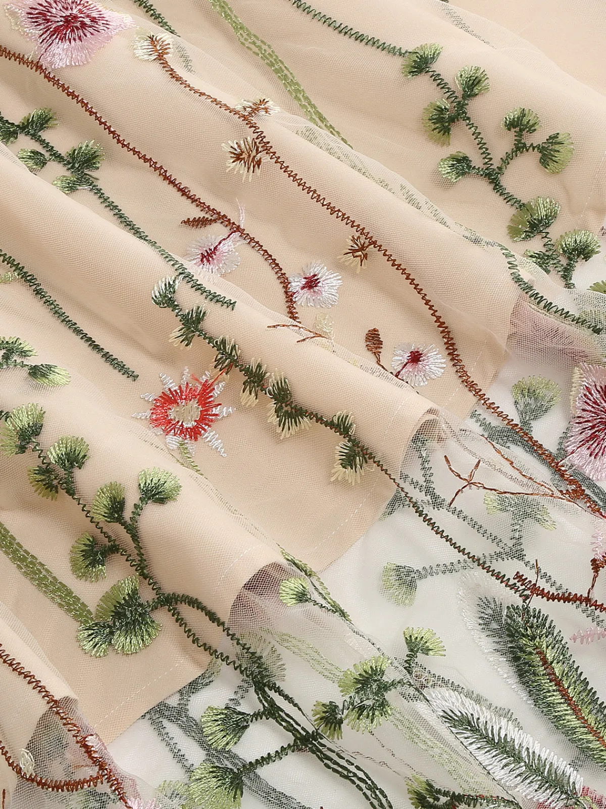 Best Retro Stage 1950s Floral Embroidered Mesh Skirt