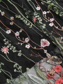 Best Retro Stage 1950s Floral Embroidered Mesh Skirt