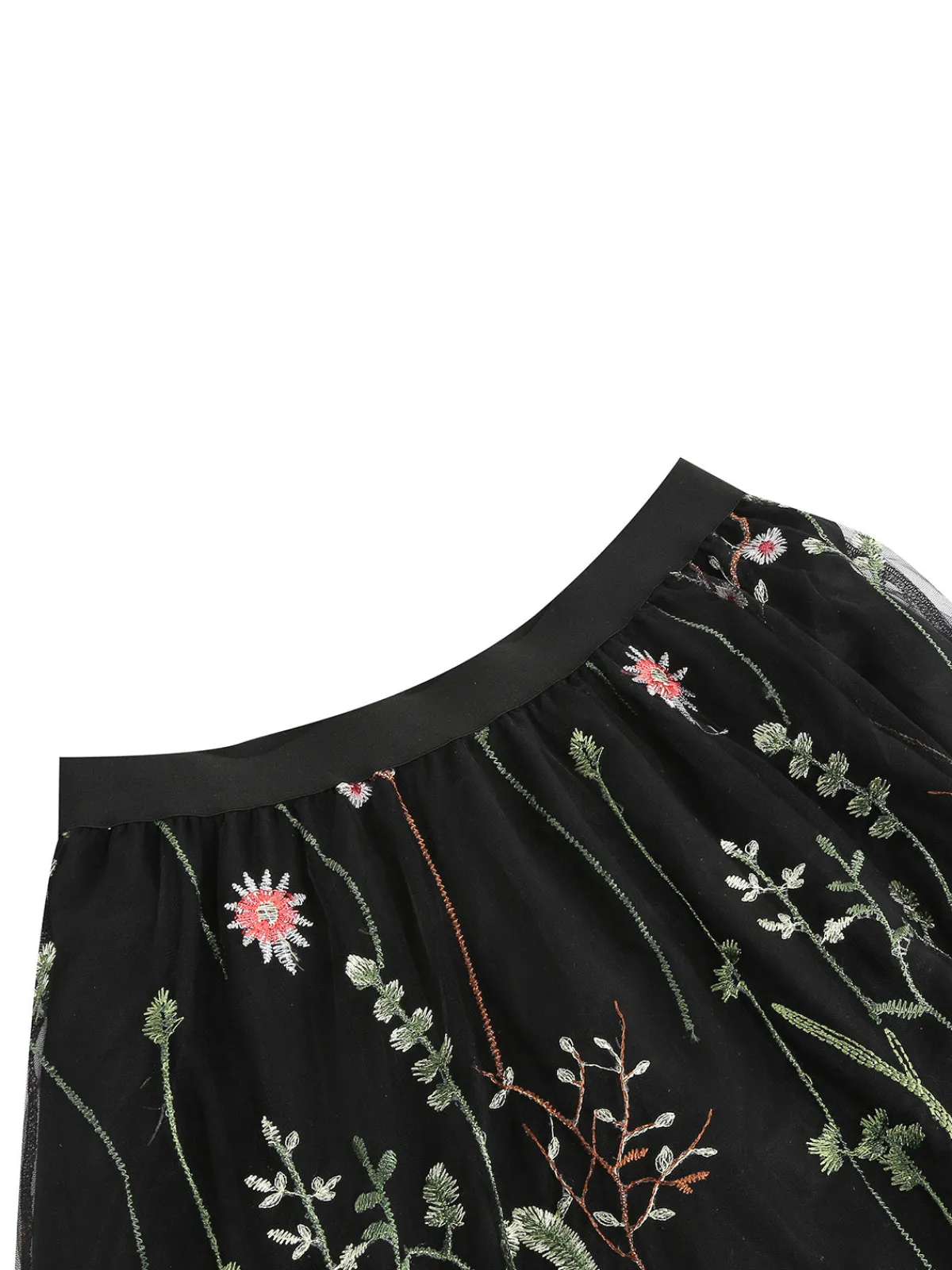 Best Retro Stage 1950s Floral Embroidered Mesh Skirt