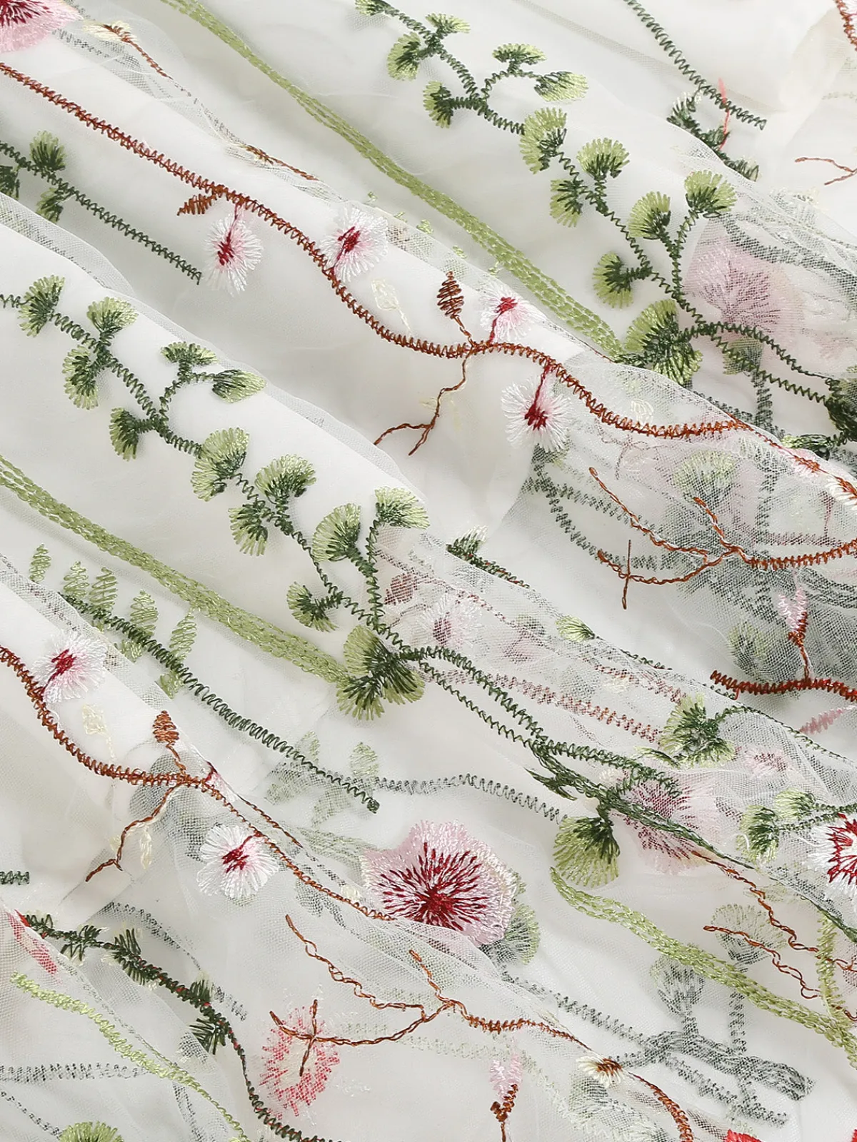 Best Retro Stage 1950s Floral Embroidered Mesh Skirt