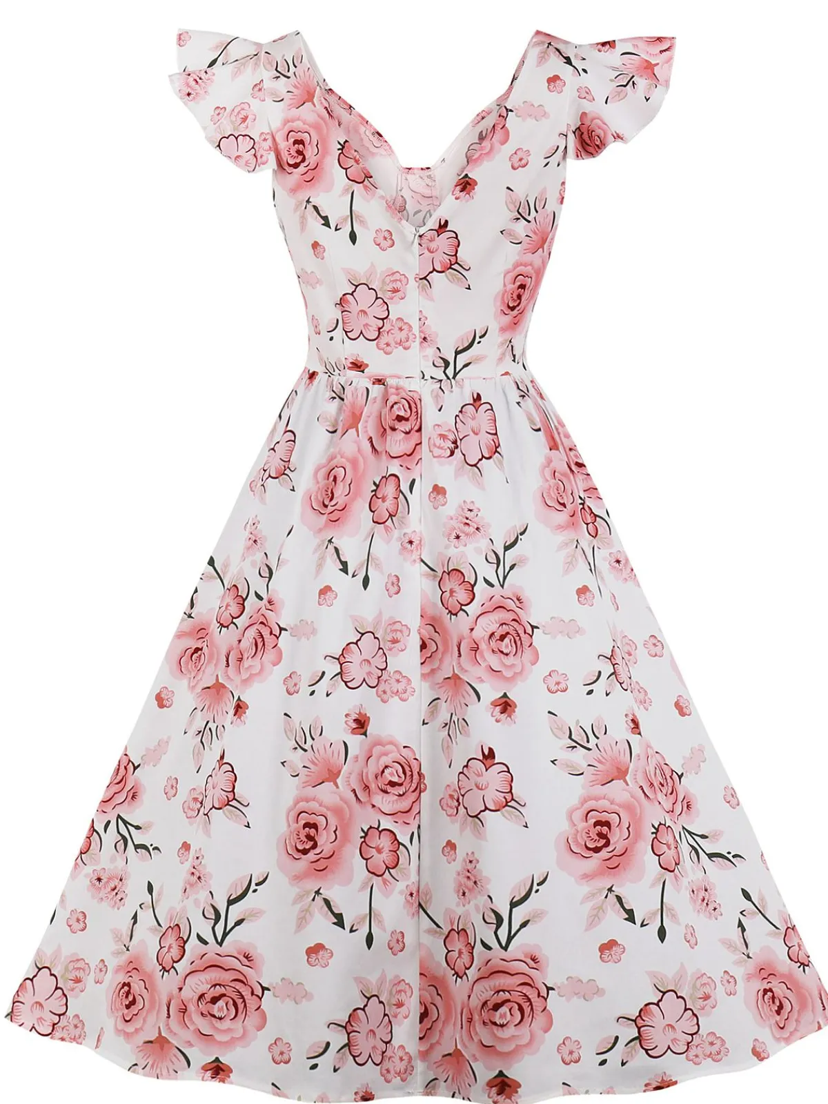 Outlet Retro Stage 1950s Floral Flare Sleeve Swing Dress