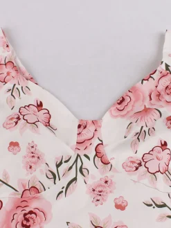 Outlet Retro Stage 1950s Floral Flare Sleeve Swing Dress