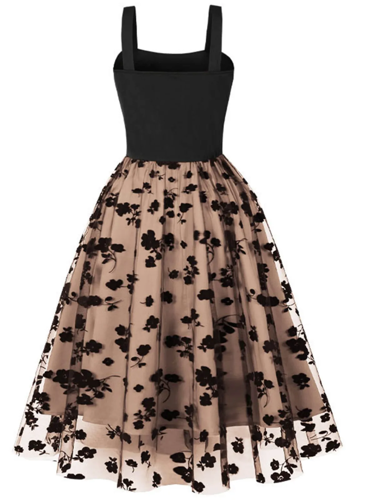 Hot Retro Stage 1950s Floral Flocked Mesh Swing Dress