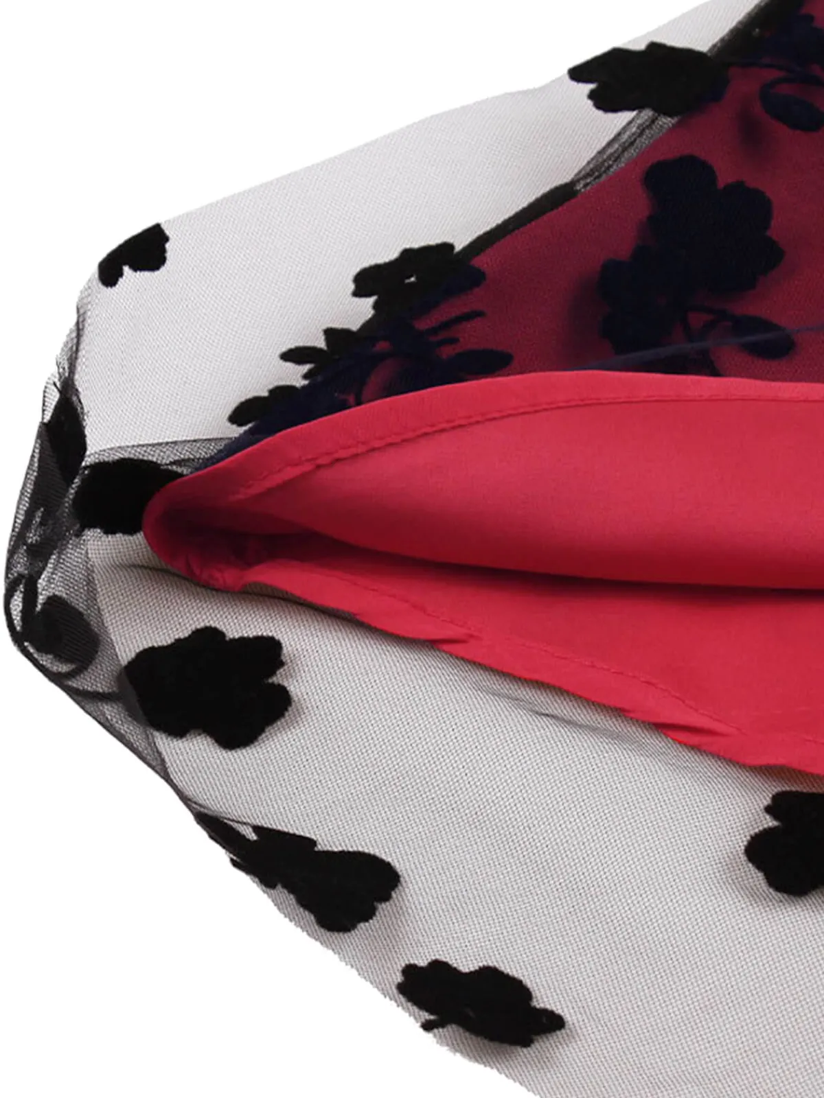 Hot Retro Stage 1950s Floral Flocked Mesh Swing Dress