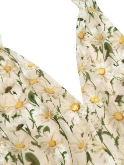 Clearance Retro Stage 1950s Floral Halter Button Lace-up Romper