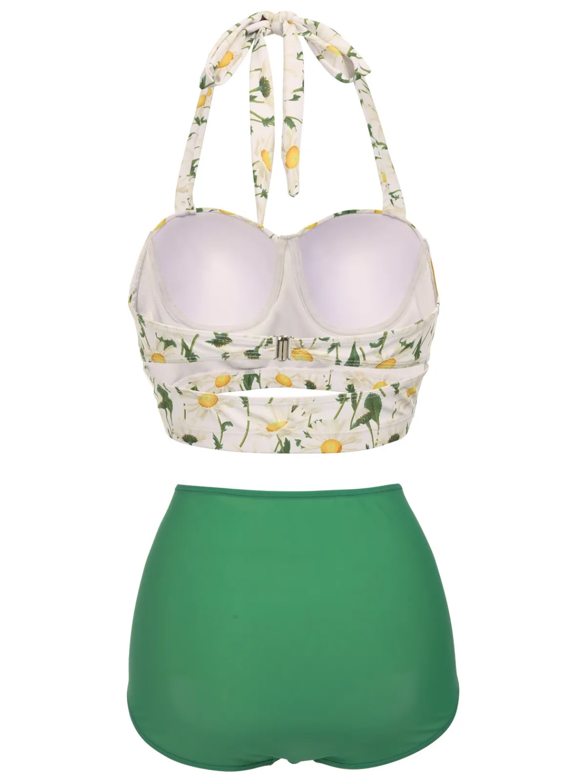 Clearance Retro Stage 1950s Floral Halter Lace-up Bikini Set