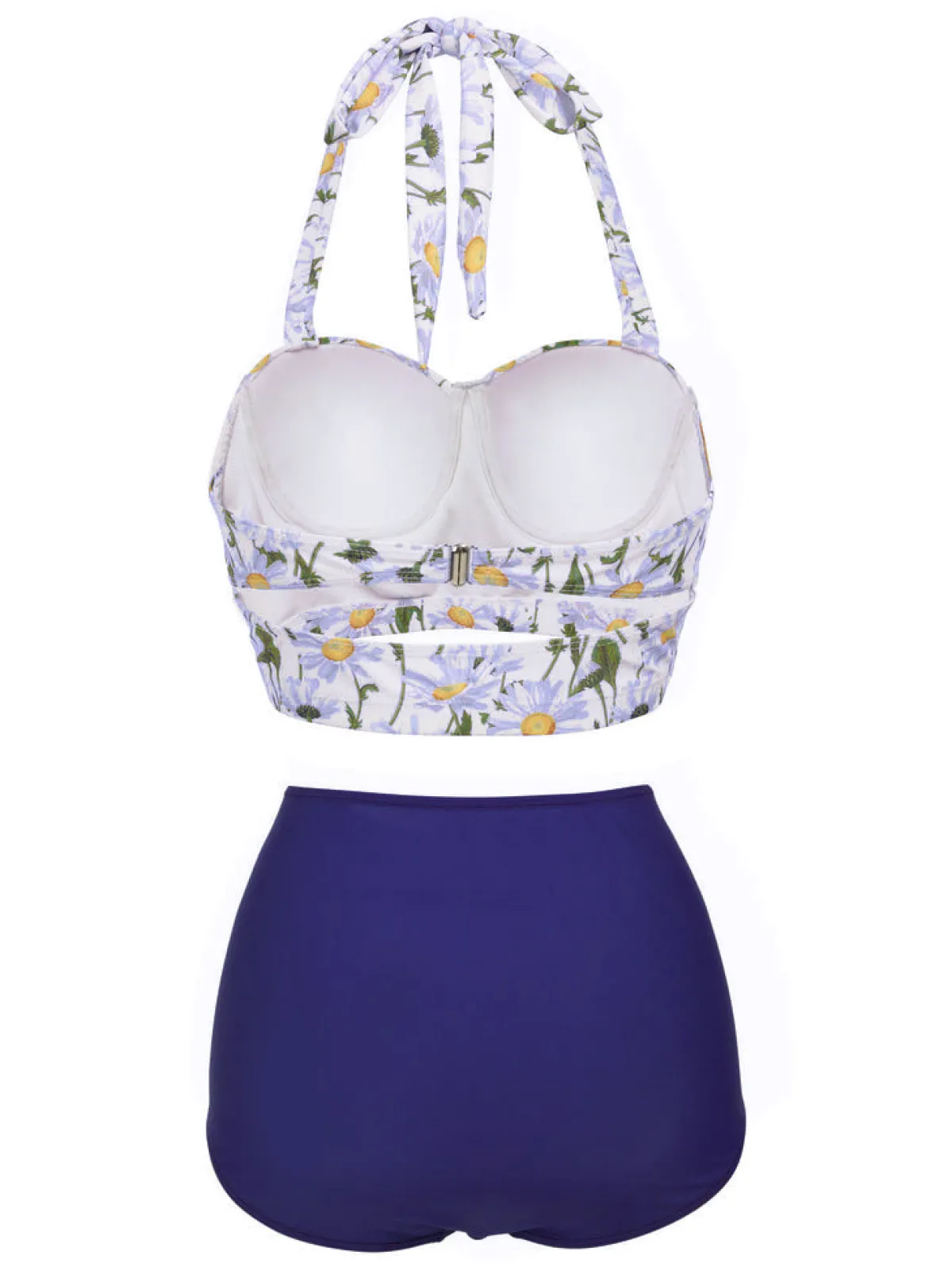 Best Retro Stage 1950s Floral Halter Lace-up Bikini Set