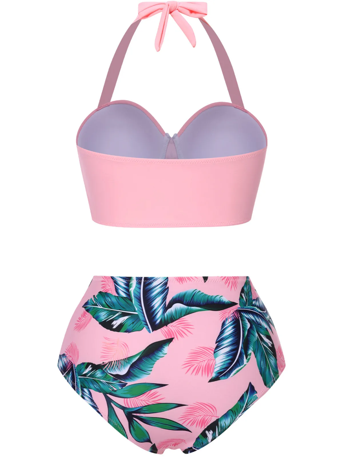 Hot Retro Stage 1950s Floral Halter Patchwork Swimsuit