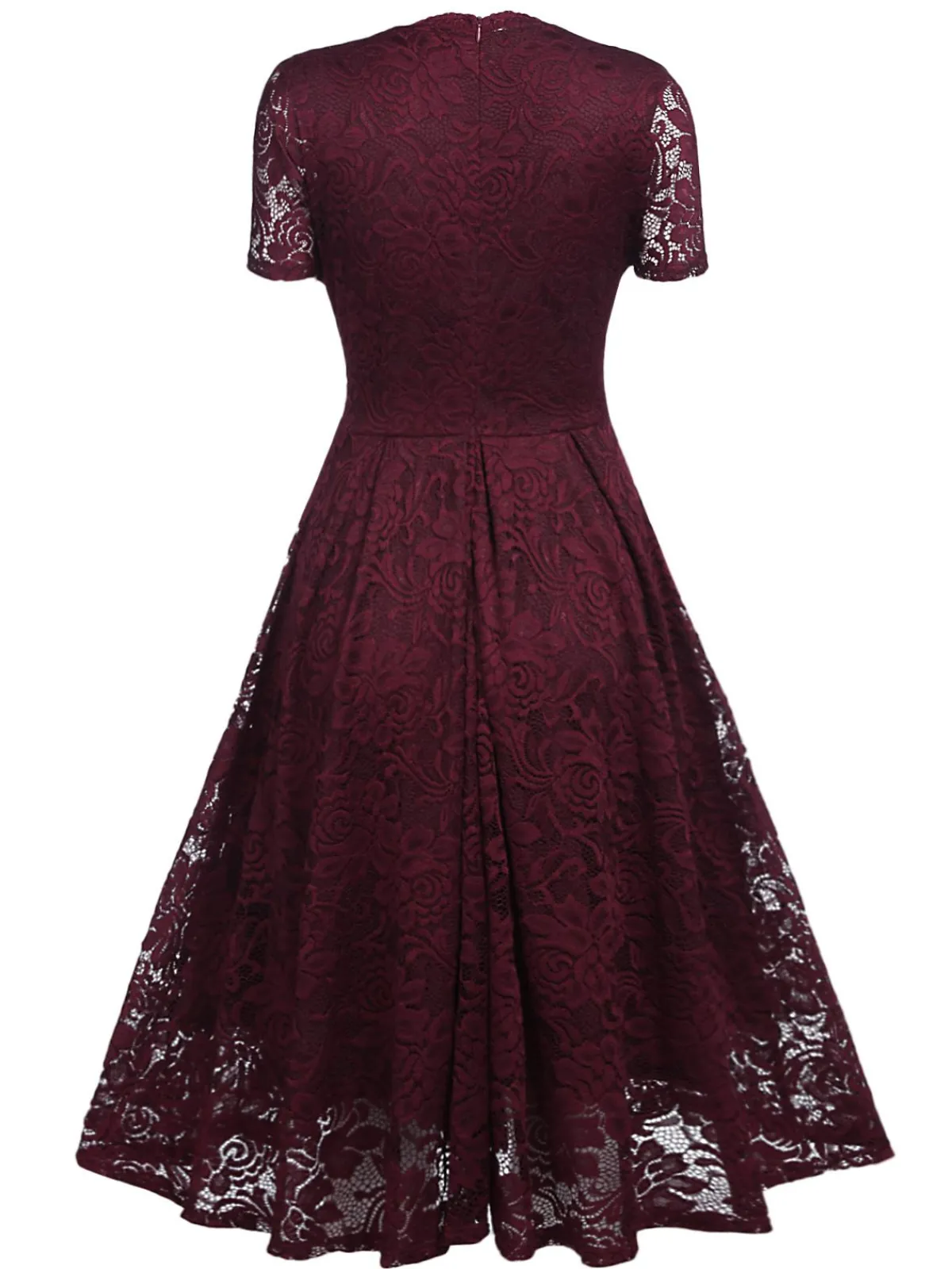 New Retro Stage 1950s Floral Lace Solid Swing Dress