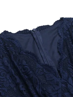 New Retro Stage 1950s Floral Lace Solid Swing Dress
