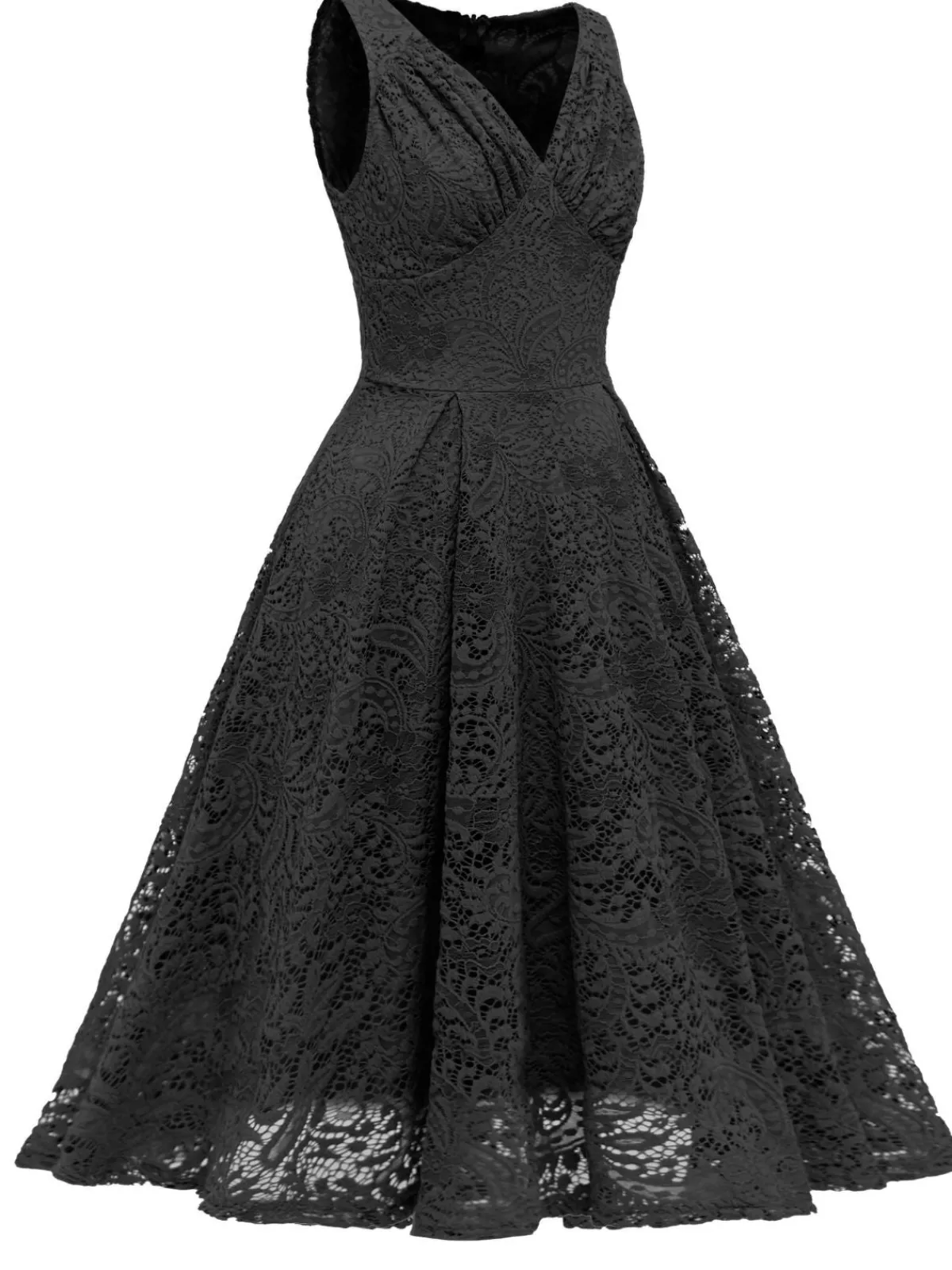 Best Retro Stage 1950s Floral Lace Solid Swing Dress