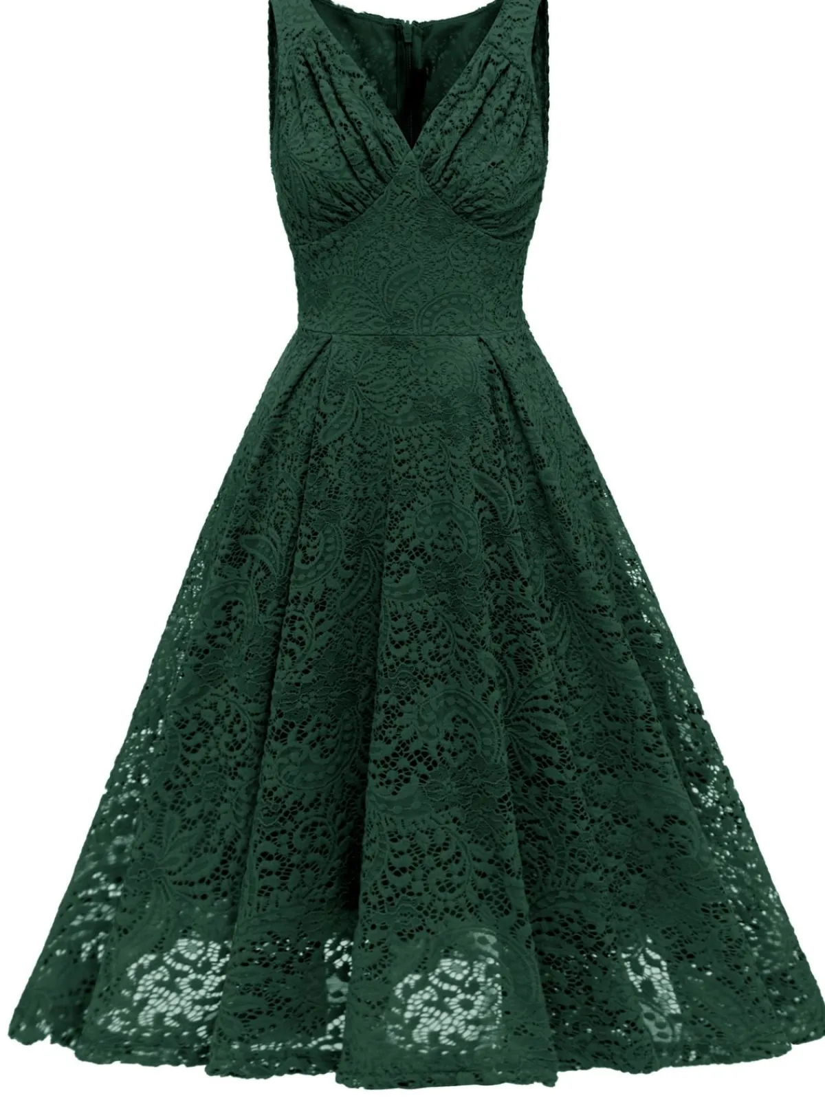 Best Retro Stage 1950s Floral Lace Solid Swing Dress