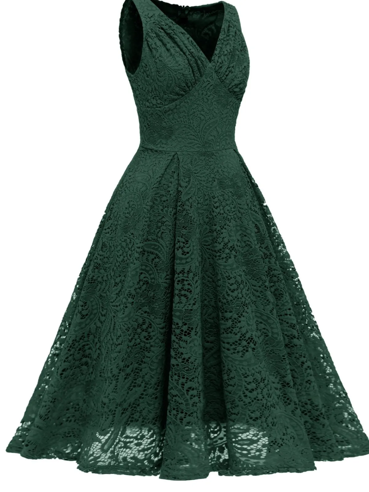 Best Retro Stage 1950s Floral Lace Solid Swing Dress
