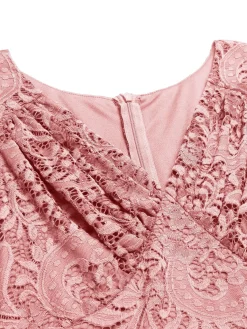 Best Retro Stage 1950s Floral Lace Solid Swing Dress