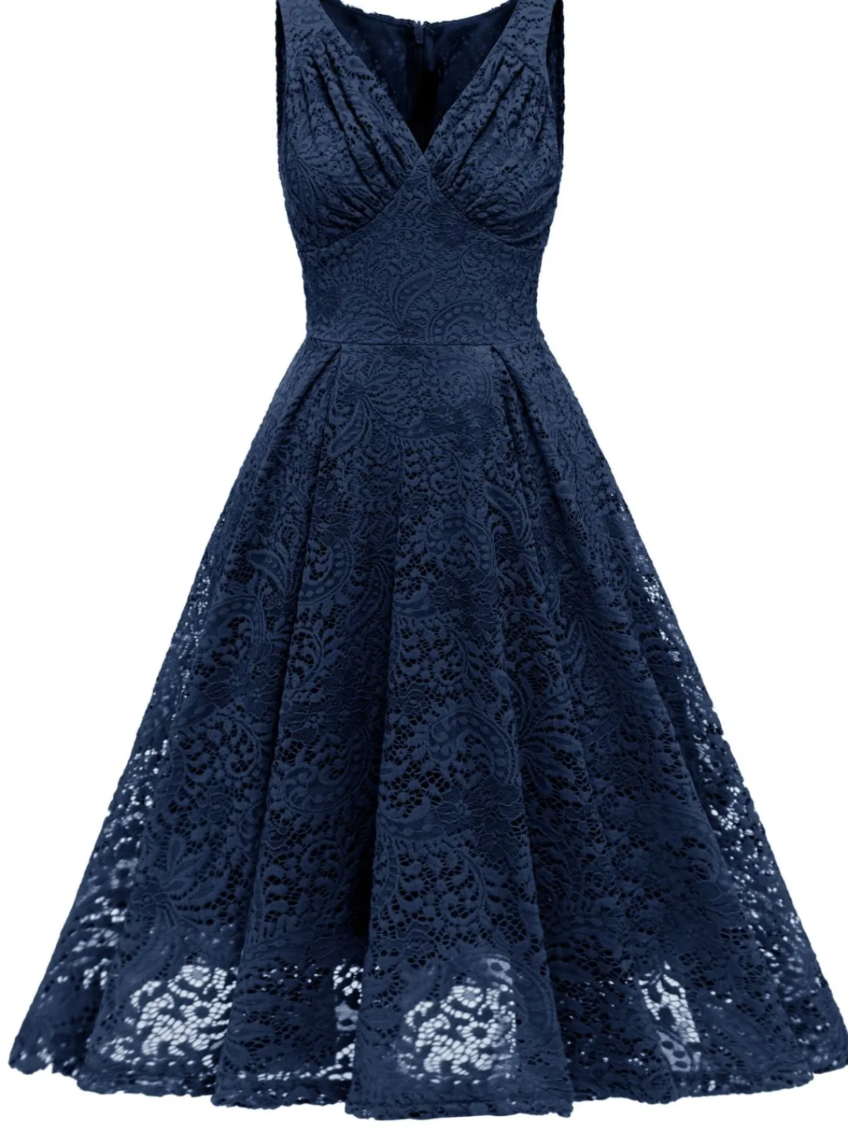 Best Retro Stage 1950s Floral Lace Solid Swing Dress