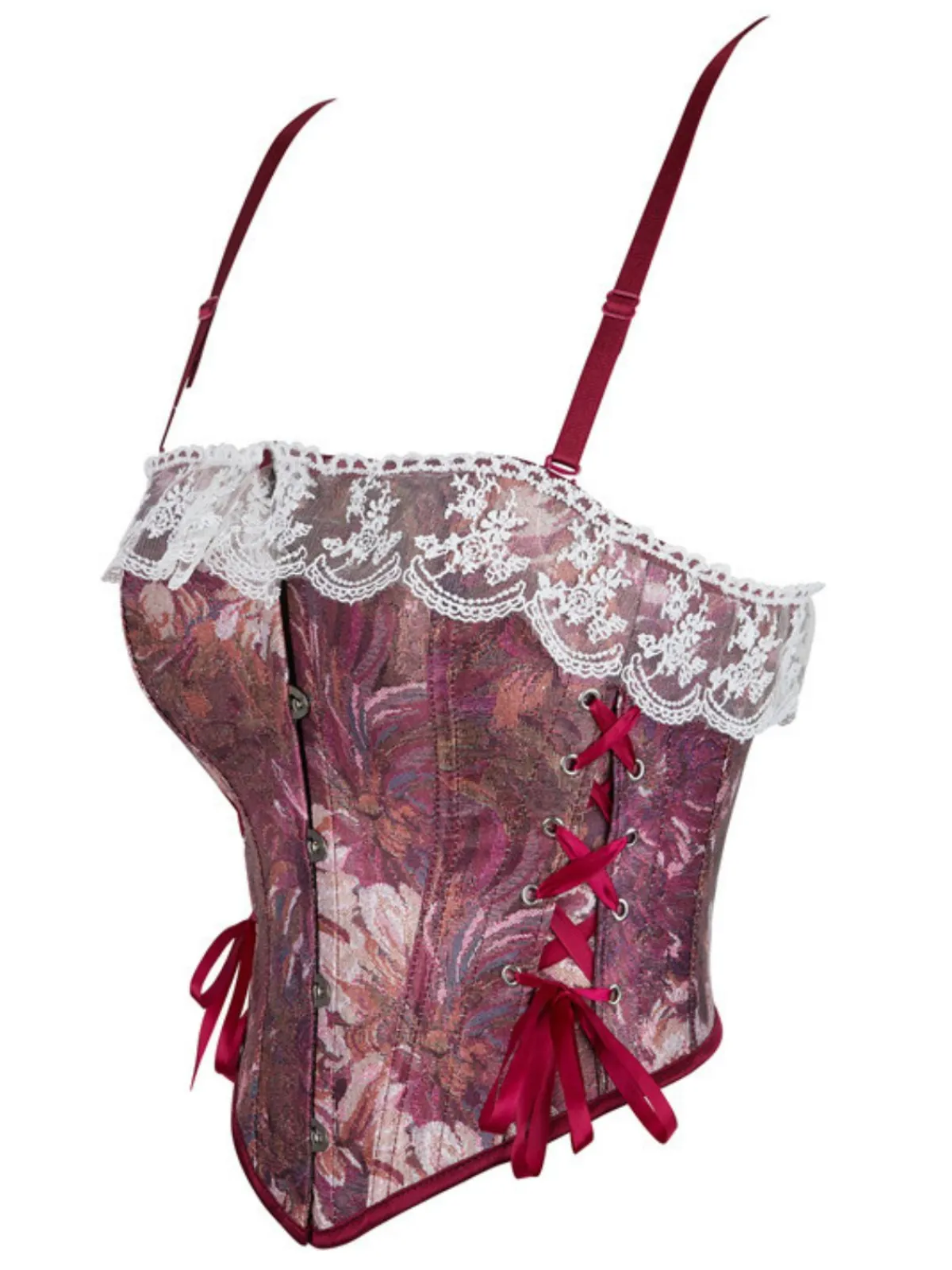 New Retro Stage 1960s Floral Lace Spaghetti Straps Corset Top